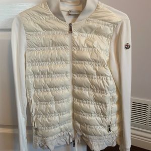 Moncler Cream Quilted Bomber Jacket